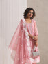 3 Pc SET - Pink Beaded and Embroidered Organza Kurta and Border Dupatta with Pyjama